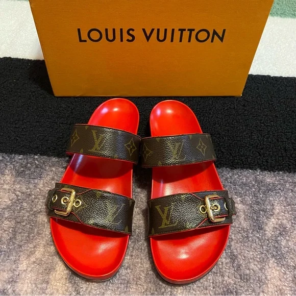 ♥️ 38 Louis Vuitton Bom Dia Mule Sandals RARE Asia Pacific Release